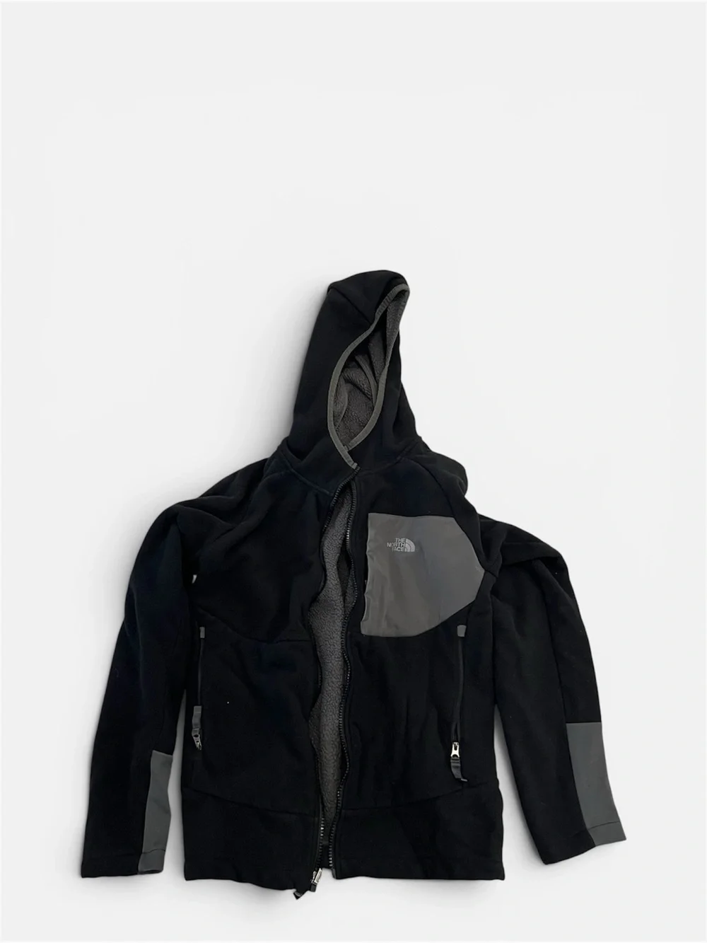 ▪️THE NORTH FACE: Boy L, black & gray zip-up hooded jacket w/pockets, preowned▪️
